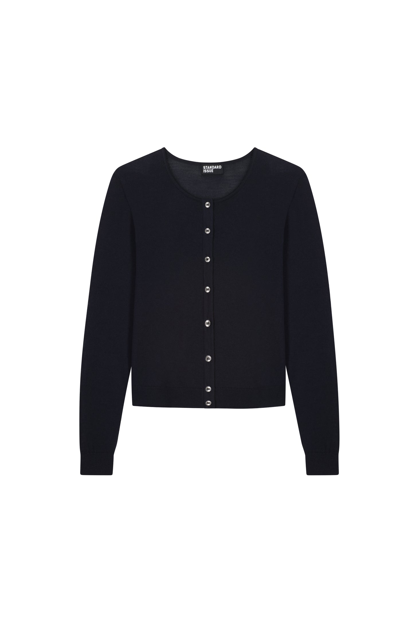 Merino Crop Crew Cardi in Navy Standard Issue