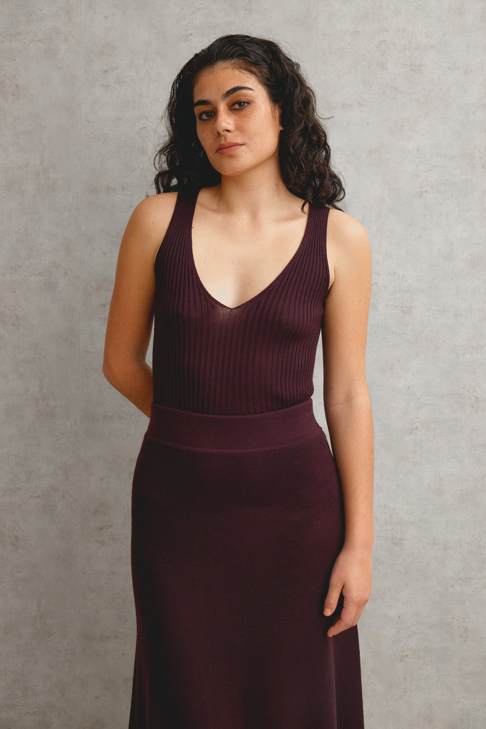 Merino Rib V Neck Tank
