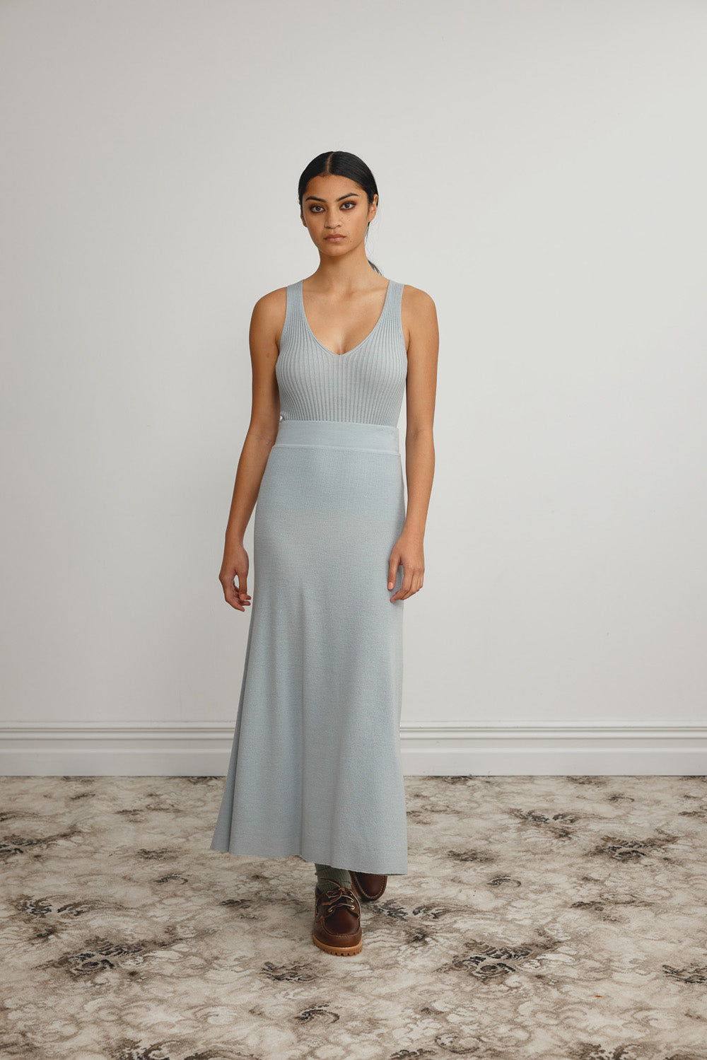 Merino Rib V Neck Tank