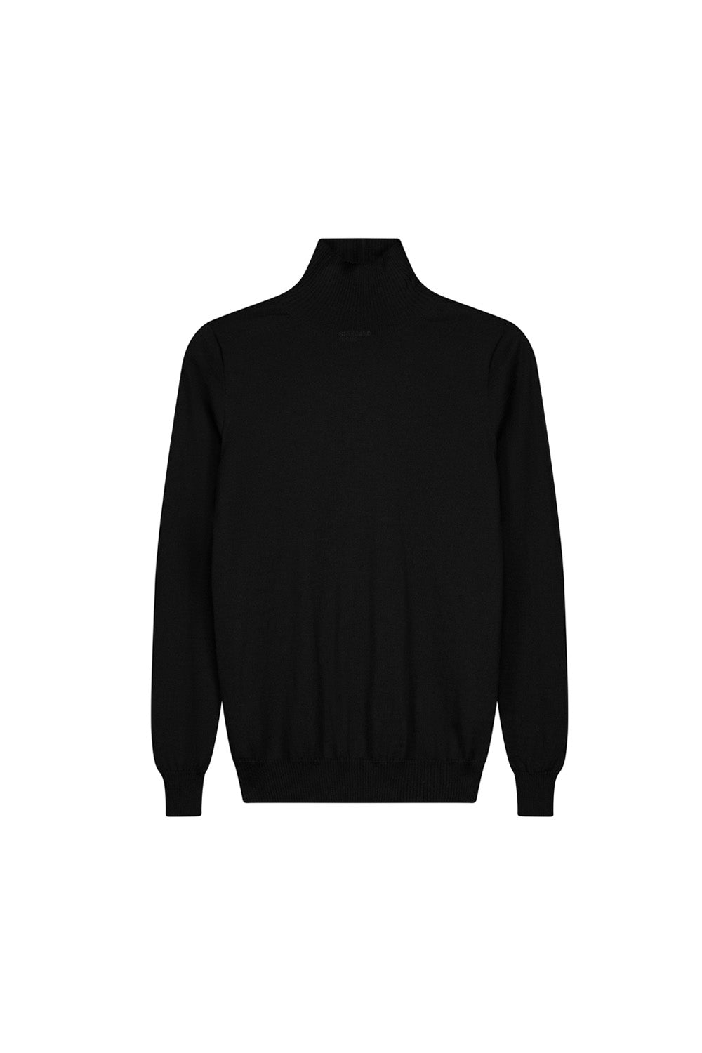 Black turtleneck merino skivvy top.