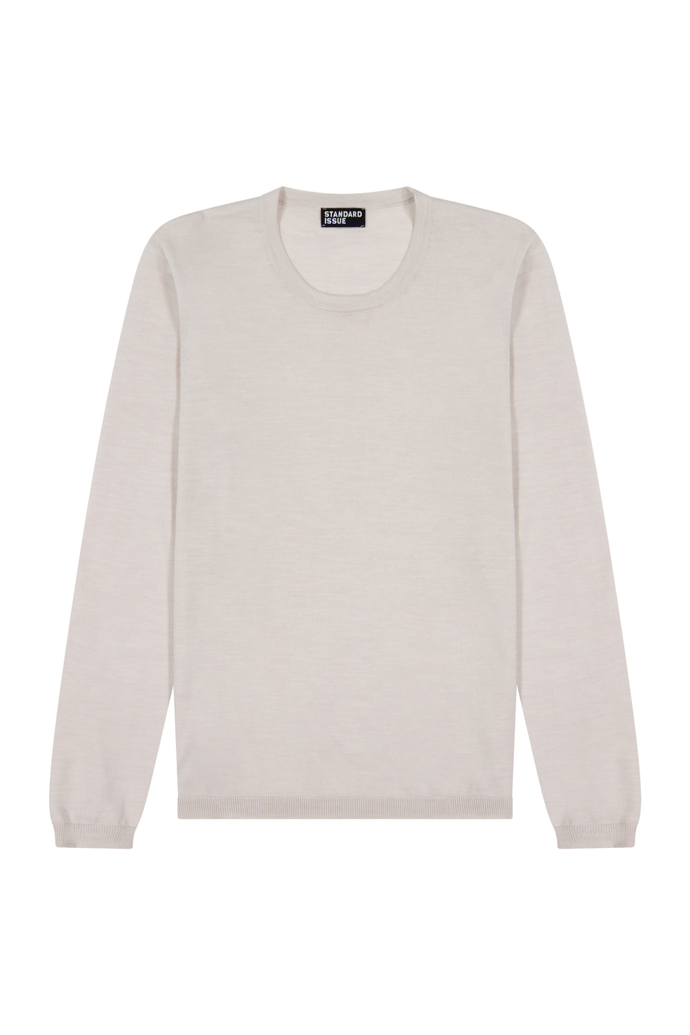 Alabaster white merino sweater on a white background