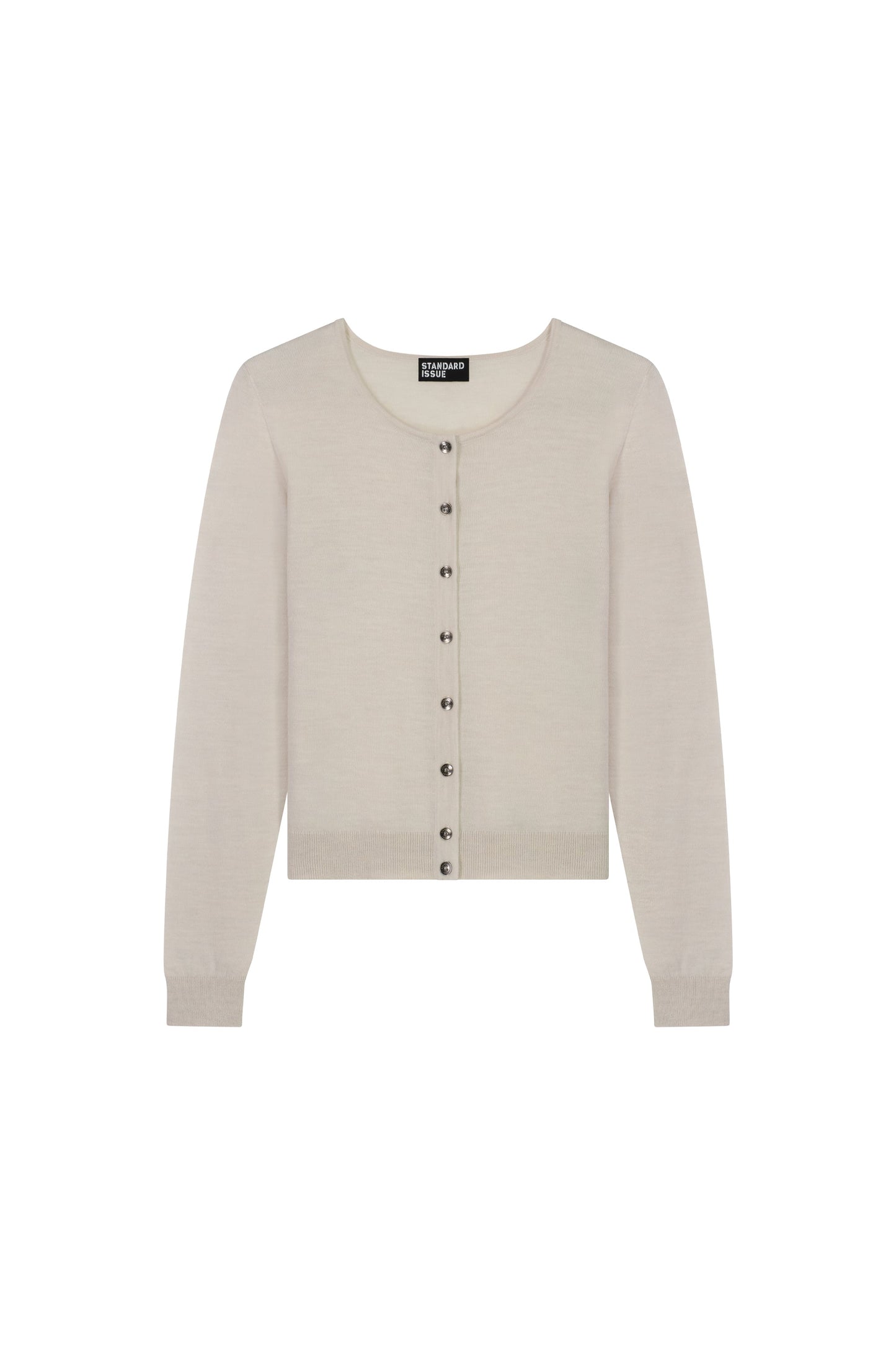 Standard Issue Merino Crop Crew Cardi in Alabaster White