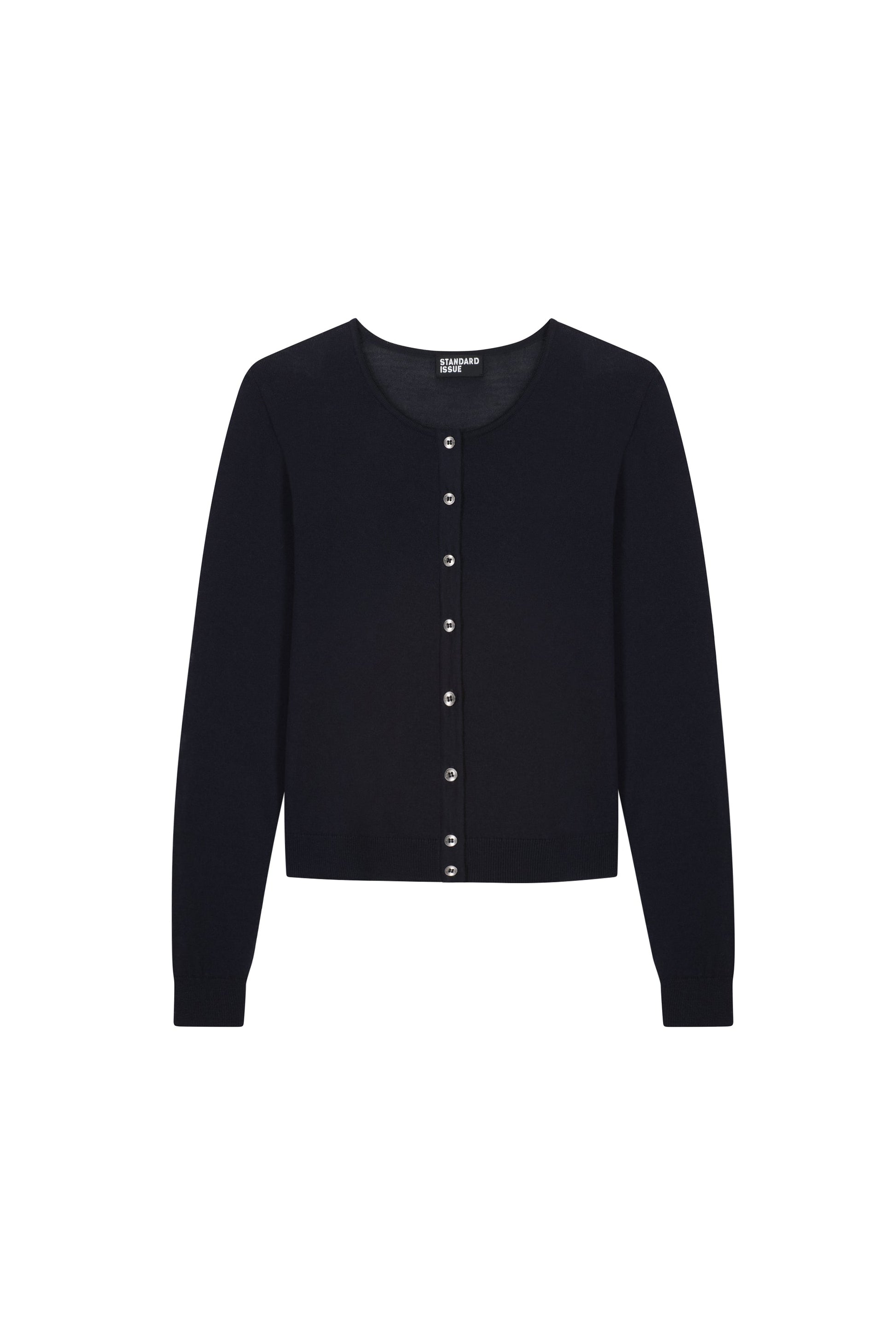 Standard Issue Merino Crop Crew Cardi in Navy