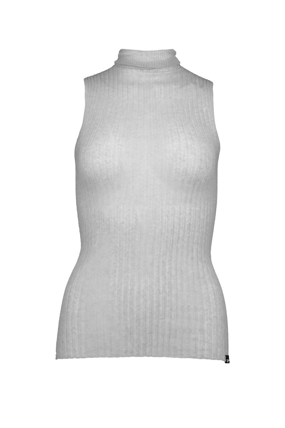 A drizzle-coloured Standard Issue Cotton Tulle High Neck skivvy.