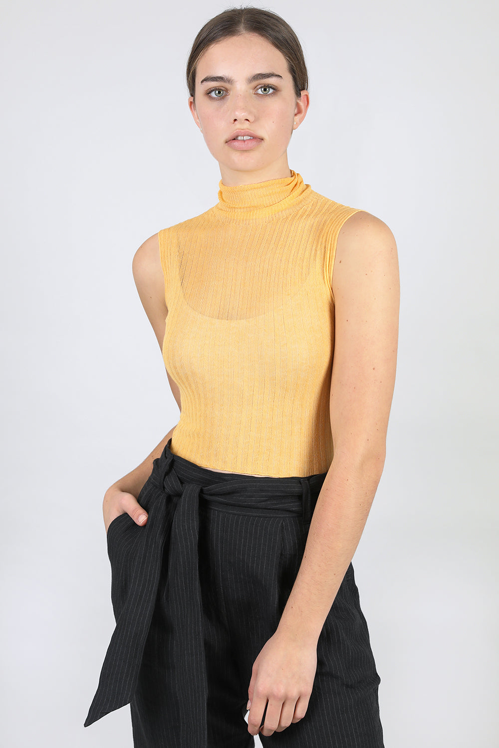 Cotton Tulle High Neck