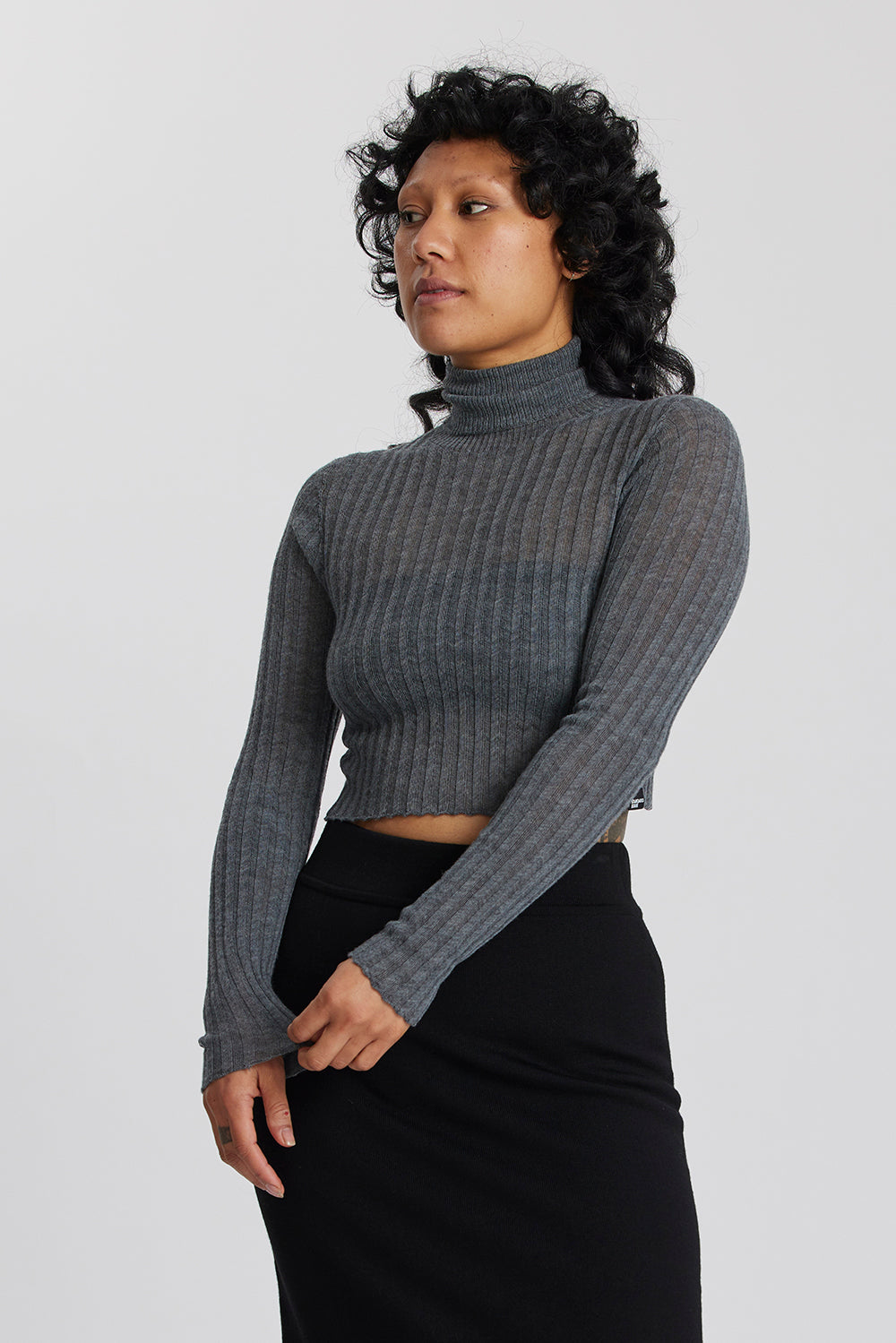 Merino Tulle Crop Skivvy