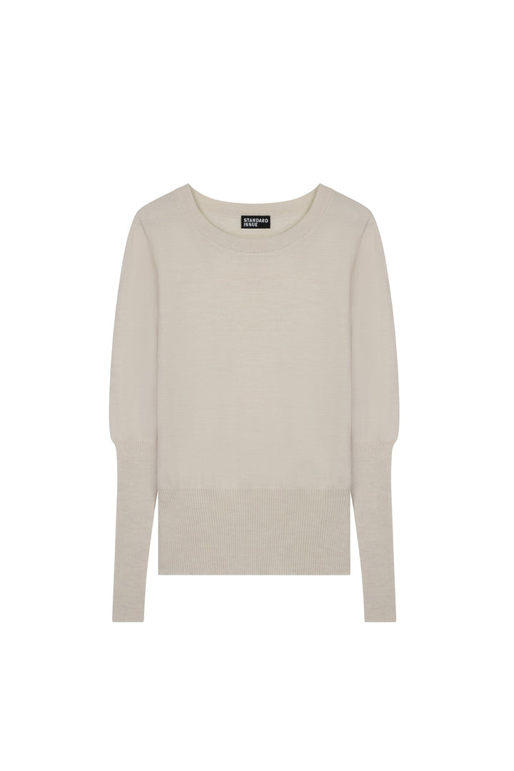 Standard Issue Merino Long Rib Sweater in Alabaster