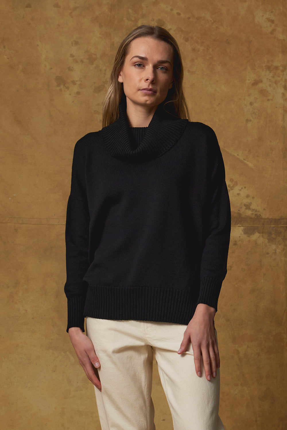 Standard Issue Merino Funnel Neck Jumper in Black