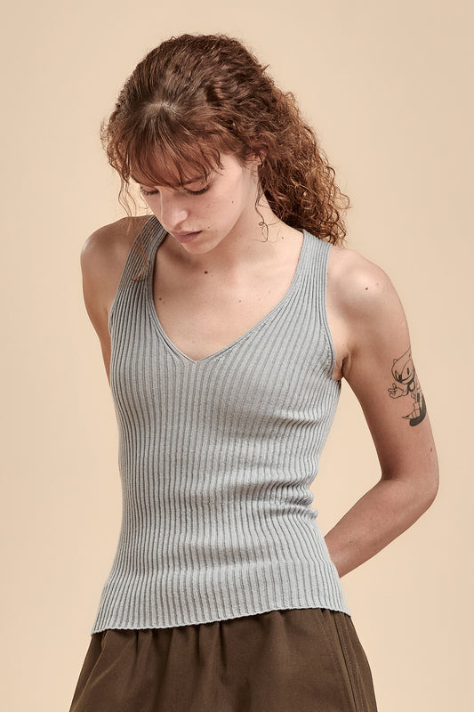 Merino Rib V Neck Tank