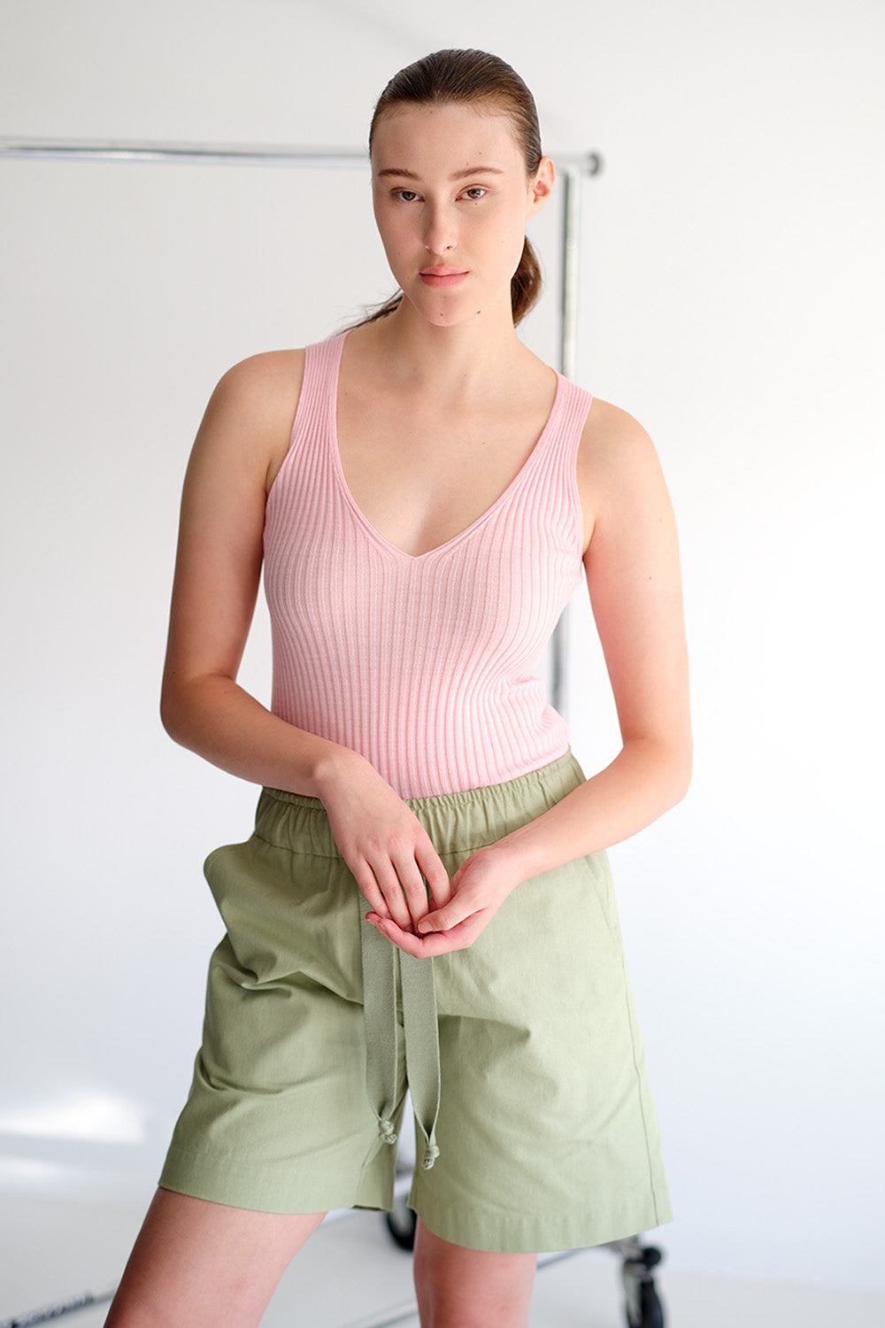 Merino Rib V Neck Tank