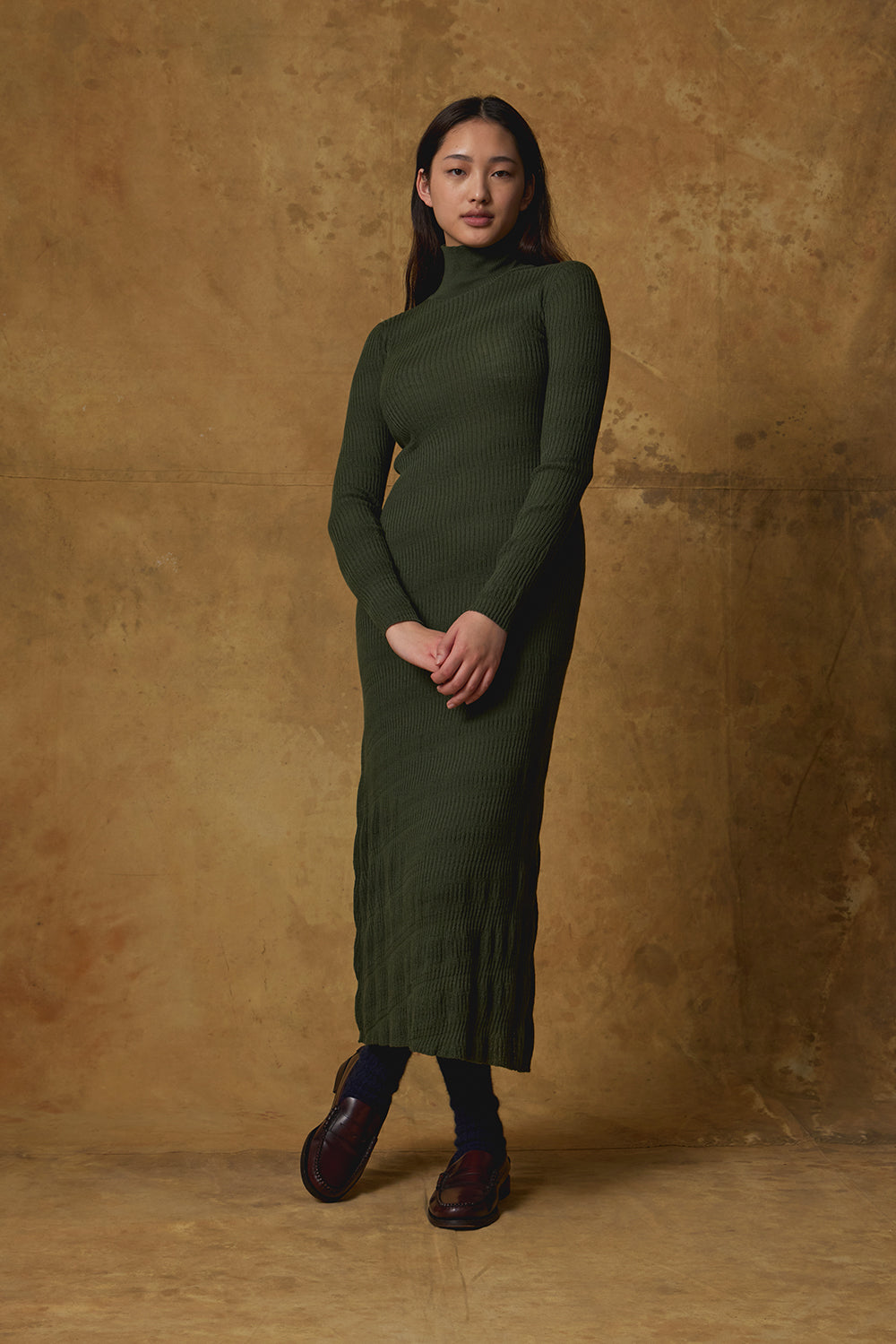 Standard Issue Textured Dress in Loden Green