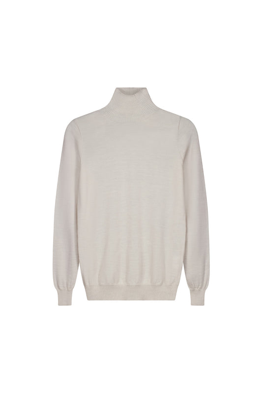 Alabaster turtleneck merino skivvy top.