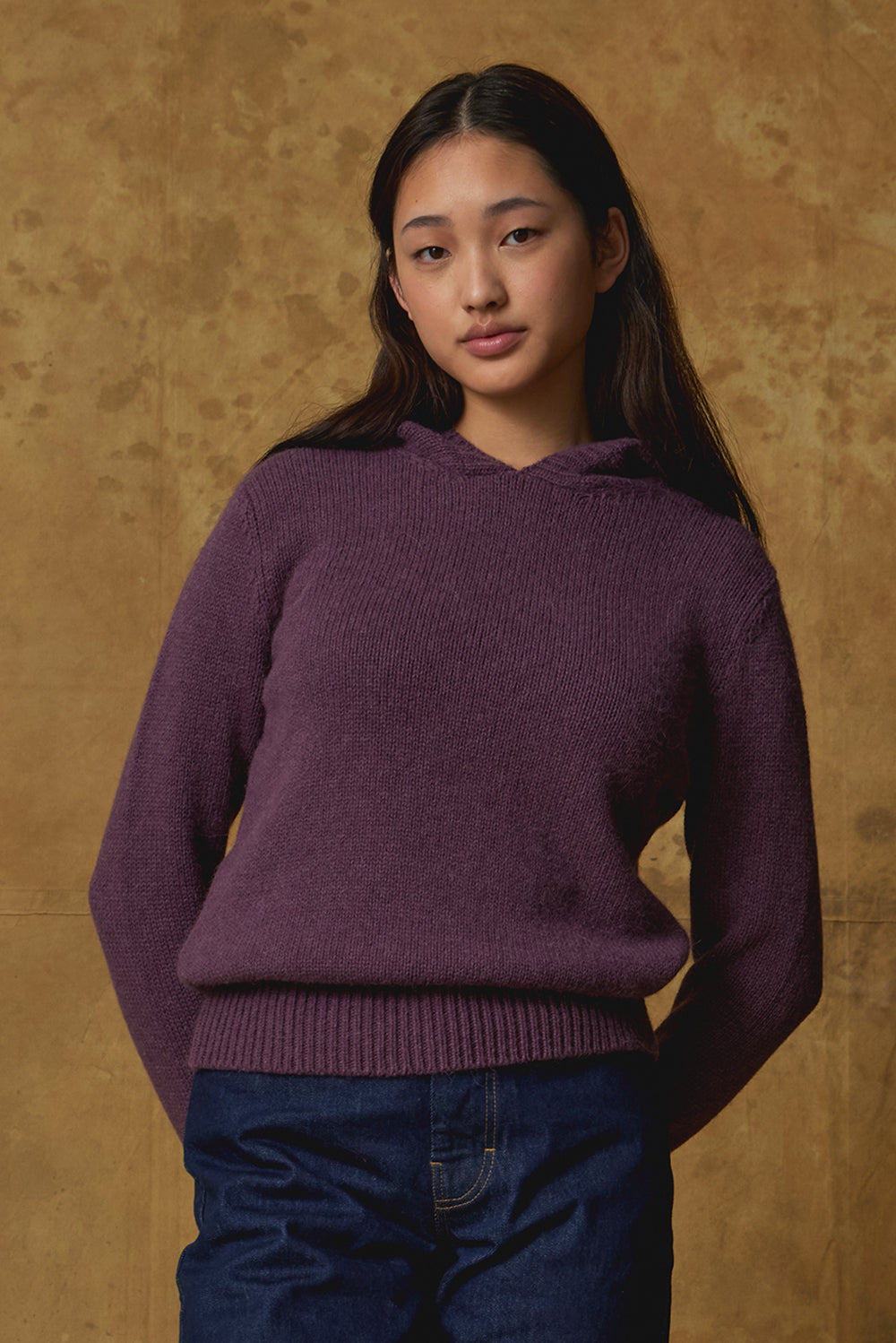 Standard Issue Alpaca Blend Hoodie in Damson (Purple)