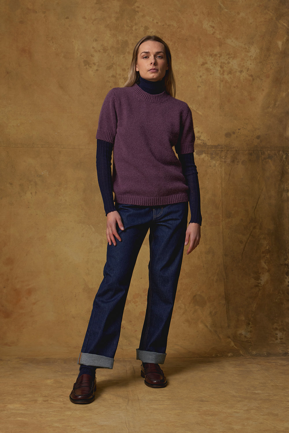 Standard Issue Alpaca Blend Unisex T-Shirt in Damson (Purple)