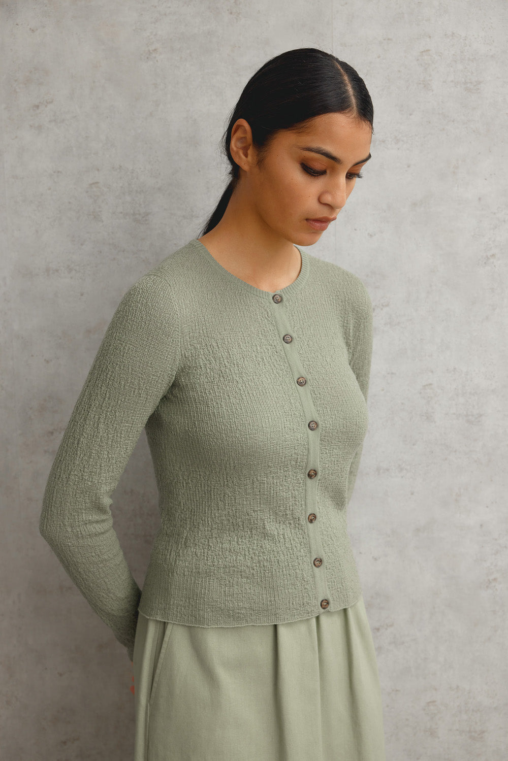 Merino Tweedy Crop Cardigan