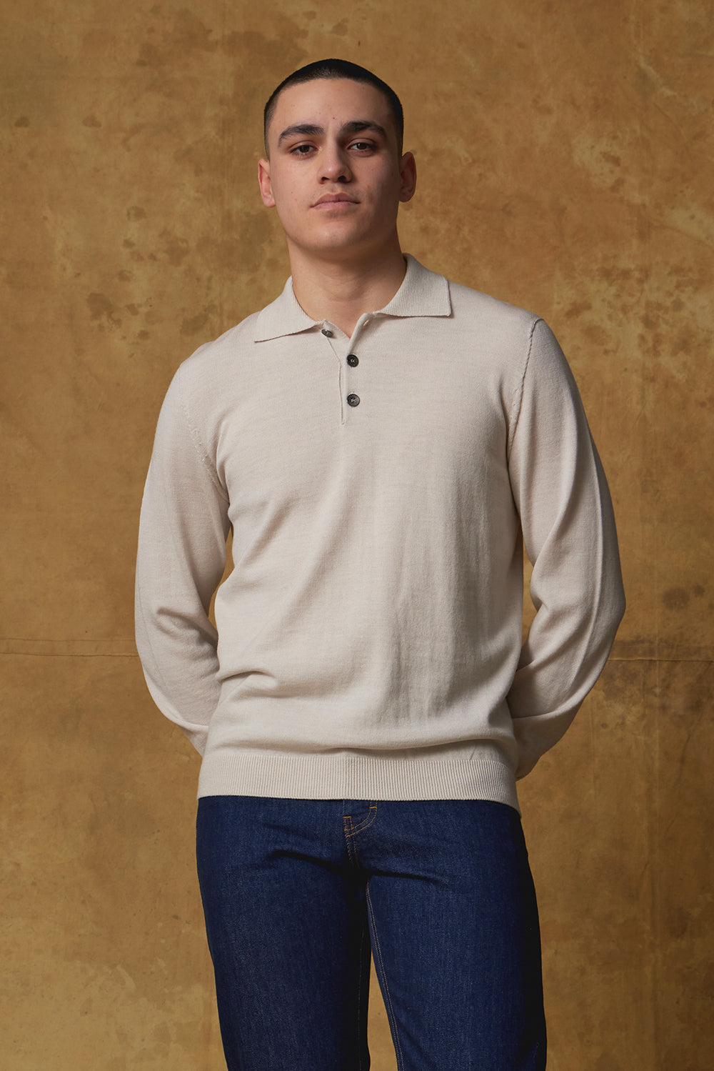 Standard Issue Merino Polo Shirt in Alabaster White