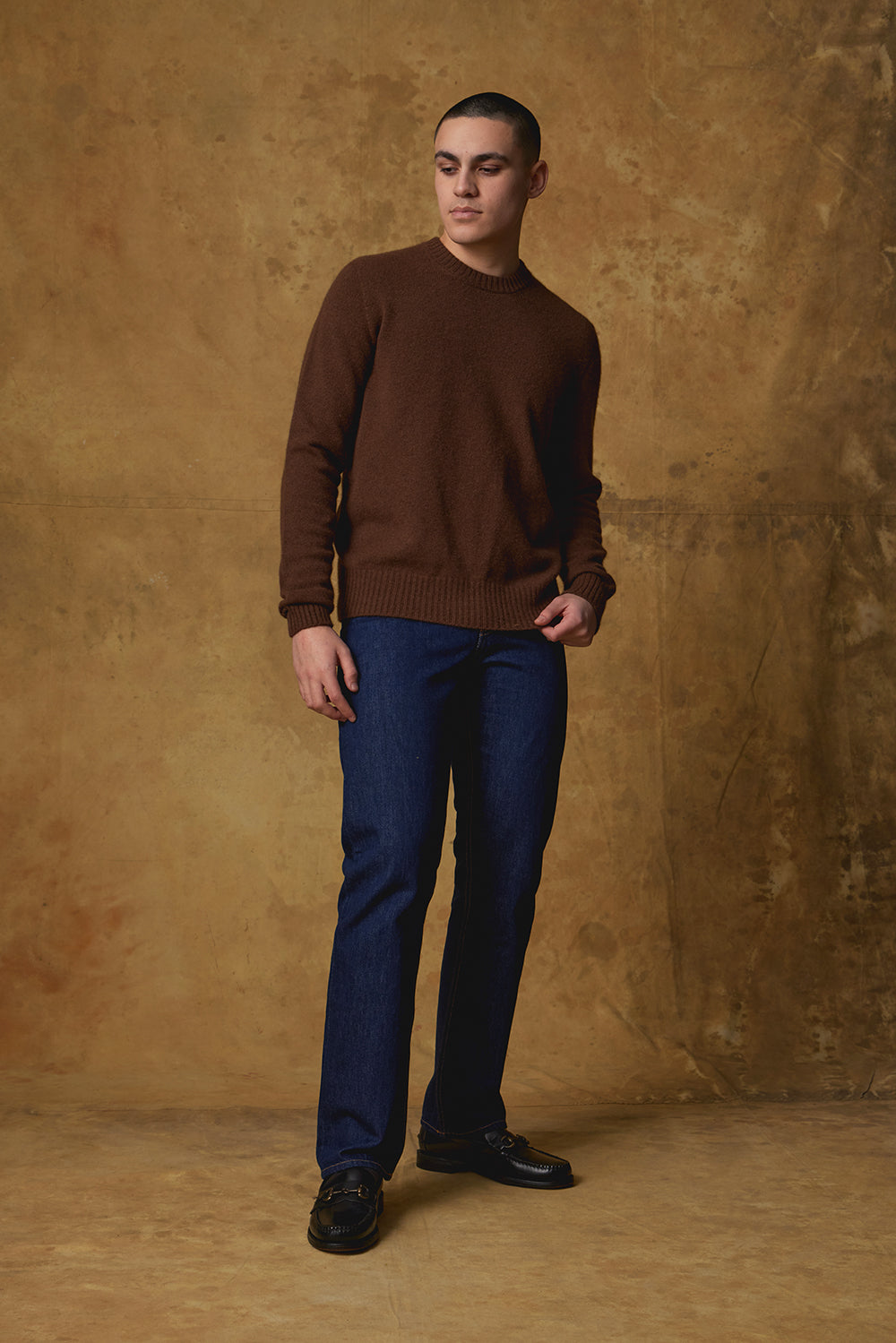 Standard Issue Possum Merino Jumper in Anise (Brown)