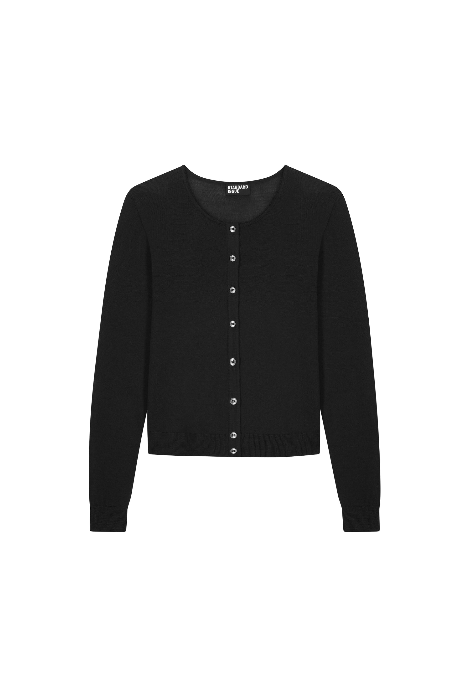 Standard Issue Merino Crop Crew Cardi in Black