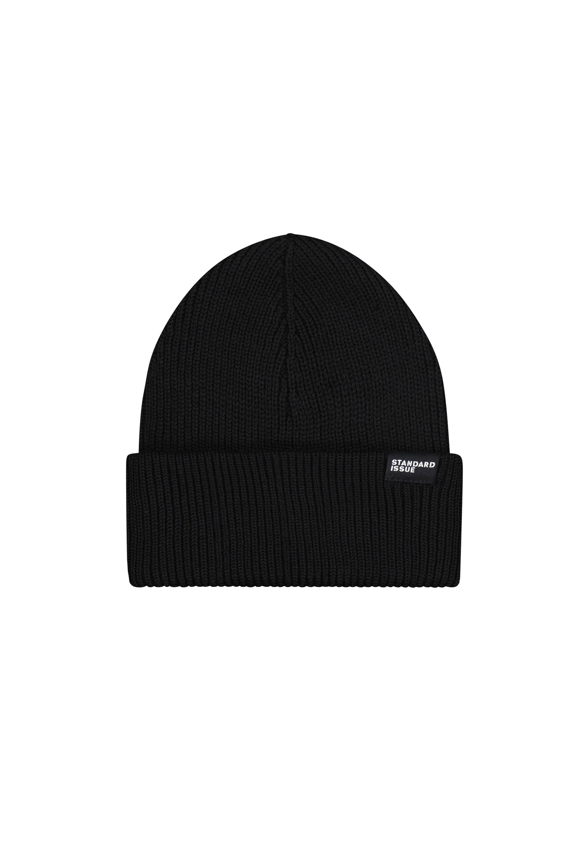 Standard Issue Merino Rib Beanie in Black